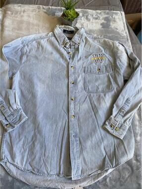 Westfield Unisex Light Blue Denim Button-Up Shirt with Embroidery Size Medium